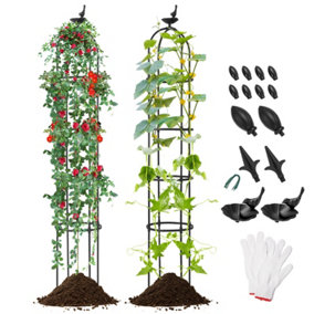 Costway 2-Pack Garden Obelisk Trellis Climbing Plants 176cm Outdoor Metal Plant Cage & Supports