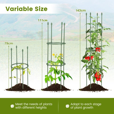 Heavy Duty Tomato Cages 3-Pack - 56 Inch Adjustable Plant Supports For Garden Vegetables