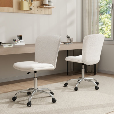 Costway 2 Pack Height-adjustable Ergonomic Chair Office Desk Chair w/ Wheels-White