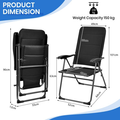 Costway 2 Pack Padded Patio Lounger Chair Patio Recliners Padded Folding Lawn Chair