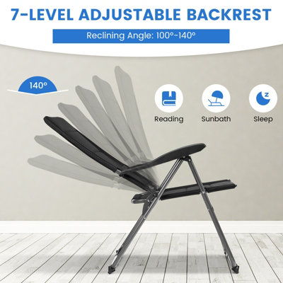 Costway 2 Pack Padded Patio Lounger Chair Patio Recliners Padded Folding Lawn Chair - 6