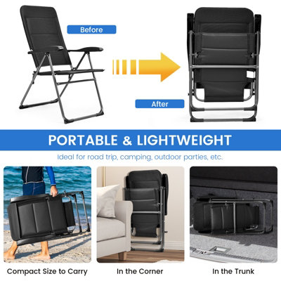 Costway 2 Pack Padded Patio Lounger Chair Patio Recliners Padded Folding Lawn Chair - 7