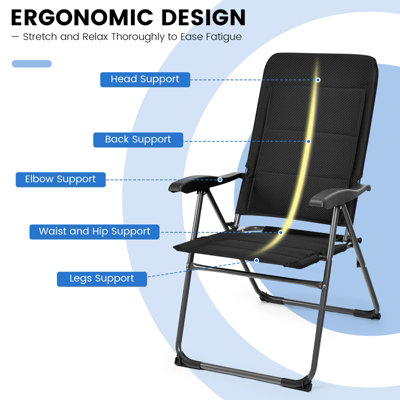 Costway 2 Pack Padded Patio Lounger Chair Patio Recliners Padded Folding Lawn Chair - 8