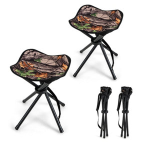 Costway 2 Pack Portable Tripod Hunting Chair Folding Hunting Stool Seat w/ Shoulder Strap