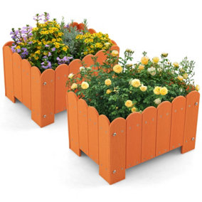 Costway 2 Pack Rectangular Planter Box HDPE Flower Pot Raised Garden Bed for Vegetables