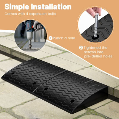 Costway 2 Pack Rubber Curb Ramp 11.5 cm Raised Height Curb Ramp 3T Load ...