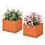 Costway 2 Pack Square Planter Box HDPE Flower Pot Raised Garden Bed
