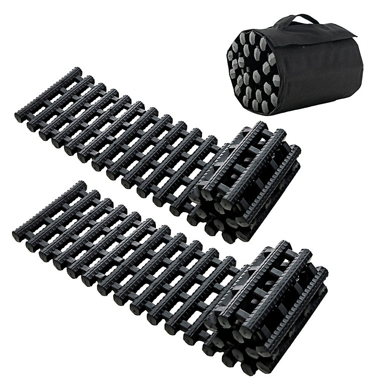 Costway 2 Pack Tire Traction Mats Coilable TPR Recovery Track Pad