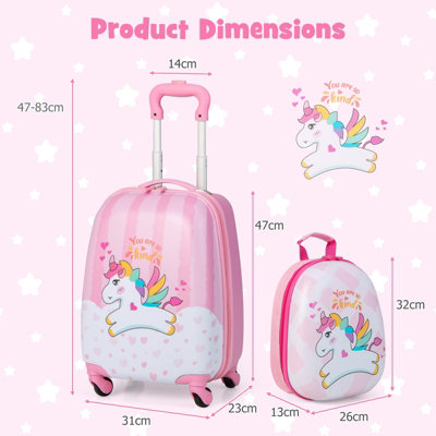Costway 2 Pcs 12" 16" Kids Suitcase Set w/ Backpack & Luggage for School & Travel Lightweight ABS