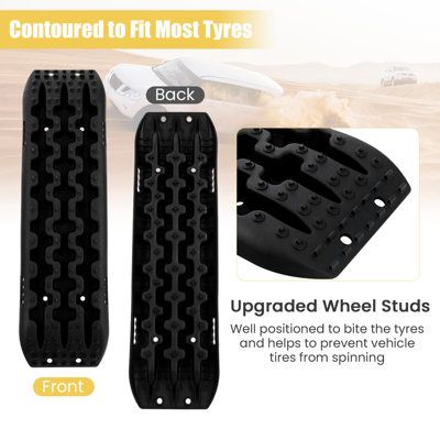Costway 2 PCS 4WD Recovery Traction Tracks Mats Off Road Traction Boards for Snow Mud