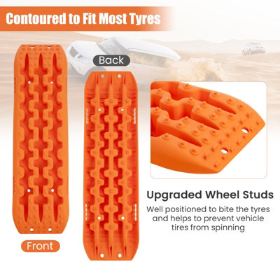 COSTWAY 2 Stücke Anfahrhilfe Sandbleche Offroad, Reifenleiter für Sand/Schlamm/Schnee, 10T