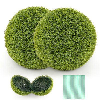 COSTWAY 2 PCS 50cm Artificial Plant Boxwood Topiary Ball Indoor Outdoor