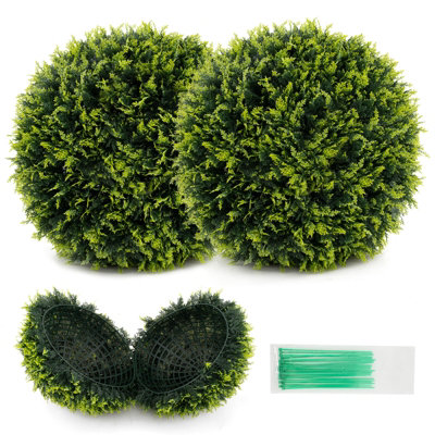 COSTWAY 2 PCS 55cm Artificial Plant Cedar Topiary Ball Faux Decorative Balls
