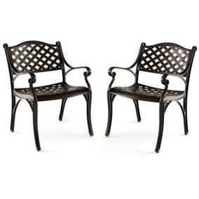 Costway 2 Pcs Cast Aluminum Patio Dining Chairs Heavy Duty Metal Bistro Chairs