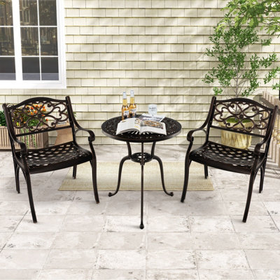 Costway 2 Pcs Cast Aluminum Patio Dining Chairs Heavy Duty Metal Bistro Chairs