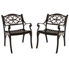 Costway 2 Pcs Cast Aluminum Patio Dining Chairs Heavy Duty Metal Bistro Chairs
