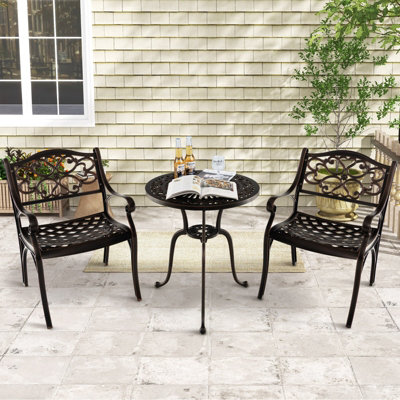 Costway 2 Pcs Cast Aluminum Patio Dining Chairs Heavy Duty Metal Bistro Chairs - 6