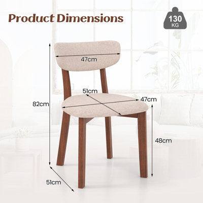Costway 2 Pcs Dining Chairs Set Upholstered Mid-Back Chairs Armless Side Chairs