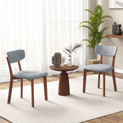 Costway 2 Pcs Dining Chairs Set Upholstered Mid Back Chairs Armless Side Chairs