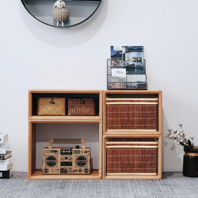 Costway 2 PCS Folding Bamboo Woven Square Storage Bin - 8