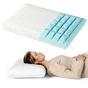 Costway 2 Pcs Gel Memory Foam Pillow Set 3D Cutting Air Flow Cooling Pillows