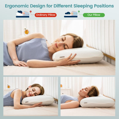 Costway 2 Pcs Gel Memory Foam Pillow Set 3D Cutting Air Flow Cooling Pillows - 3