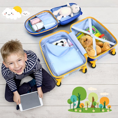 Costway 2 PCS Kids Luggage Set 12" Backpack & 16" Carry-on Suitcase W/ Wheels - 4