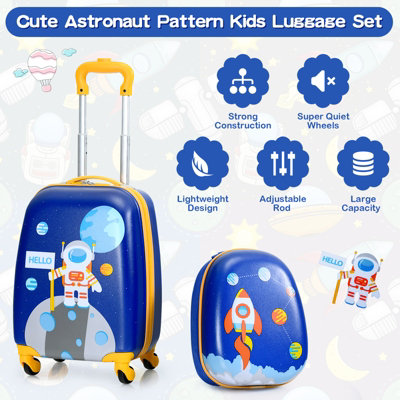 Costway 2 PCS Kids Luggage Set 12" Backpack & 16" Carry-on Suitcase W/ Wheels - 5