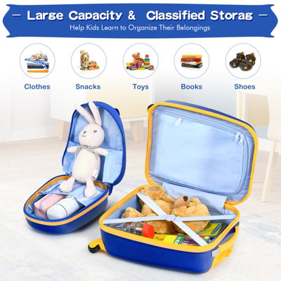 Costway 2 PCS Kids Luggage Set 12" Backpack & 16" Carry-on Suitcase W/ Wheels - 7