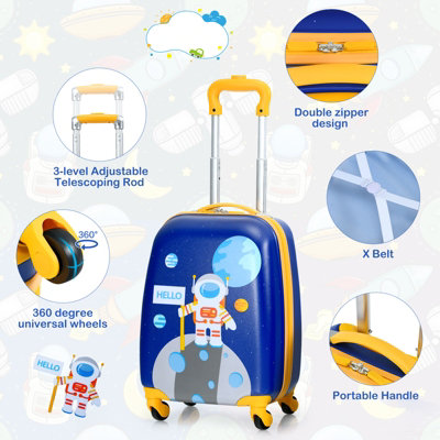 Costway 2 PCS Kids Luggage Set 12" Backpack & 16" Carry-on Suitcase W/ Wheels - 8