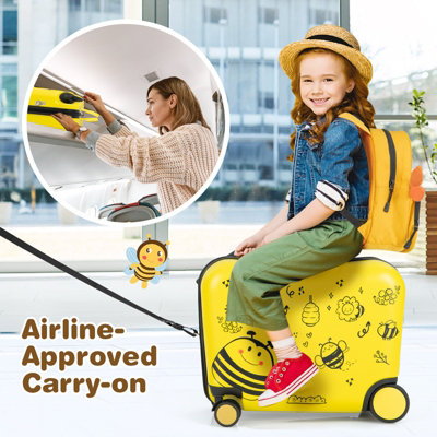 Costway 2 PCS Kids Luggage Set 4L Backpack + 17L Ride-on & Carry-on Hardshell Suitcase - 6