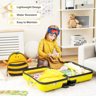 Costway 2 PCS Kids Luggage Set 4L Backpack + 17L Ride-on & Carry-on Hardshell Suitcase - 7