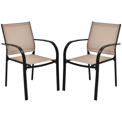 Costway 2 PCS Outdoor Dining Chairs Garden Patio Bistro Stackable Chairs