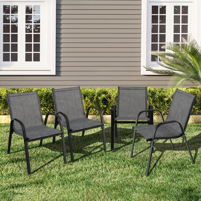 Costway 2 PCS Patio Chairs Outdoor Camping Chairs Stackable Dining Chair Set