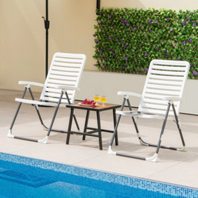 Costway 2 PCS Patio Folding Chair 7-Level Adjustable Reclining Chair All-Weather