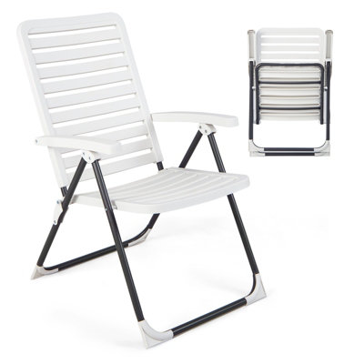 Costway 2 PCS Patio Folding Chair 7-Level Adjustable Reclining Chair All-Weather