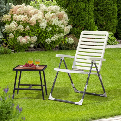 Costway 2 PCS Patio Folding Chair 7-Level Adjustable Reclining Chair All-Weather - 4