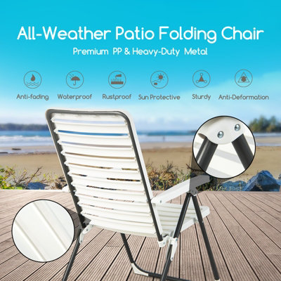 Costway 2 PCS Patio Folding Chair 7-Level Adjustable Reclining Chair All-Weather - 5