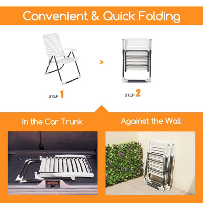 Costway 2 PCS Patio Folding Chair 7-Level Adjustable Reclining Chair All-Weather - 7