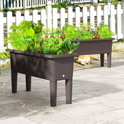 Costway 2 PCS Raised Garden Beds Outdoor Plastic Planter Box w/ Detachable Legs - 3