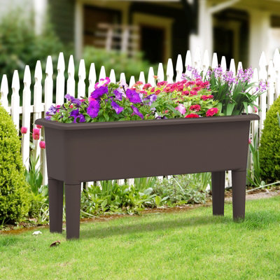 Costway 2 PCS Raised Garden Beds Outdoor Plastic Planter Box w/ Detachable Legs - 4