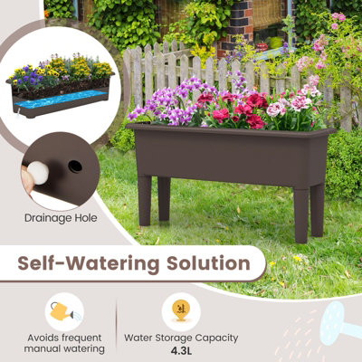 Costway 2 PCS Raised Garden Beds Outdoor Plastic Planter Box w/ Detachable Legs - 6