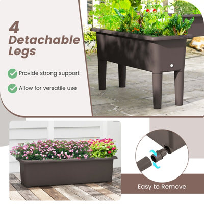 Costway 2 PCS Raised Garden Beds Outdoor Plastic Planter Box w/ Detachable Legs - 7