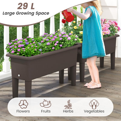 Costway 2 PCS Raised Garden Beds Outdoor Plastic Planter Box w/ Detachable Legs - 8