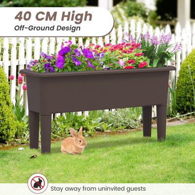 Costway 2 PCS Raised Garden Beds Outdoor Plastic Planter Box w/ Detachable Legs - 9