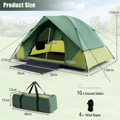Costway 2 person Camping Tent Outdoor Portable Double layer Tent w Removable Rain Fly