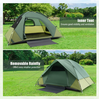 Costway 2-person Camping Tent Outdoor Portable Double-layer Tent w/ Removable Rain Fly - 3