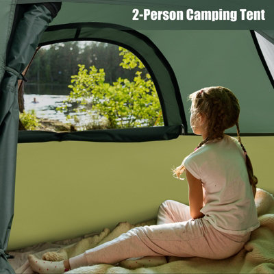 Costway 2-person Camping Tent Outdoor Portable Double-layer Tent w/ Removable Rain Fly - 4