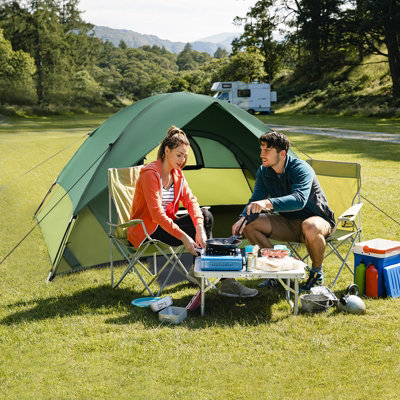 Costway 2-person Camping Tent Outdoor Portable Double-layer Tent w/ Removable Rain Fly - 5