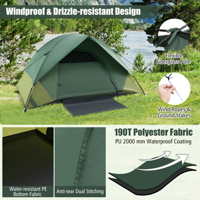 Costway 2-person Camping Tent Outdoor Portable Double-layer Tent w/ Removable Rain Fly - 6